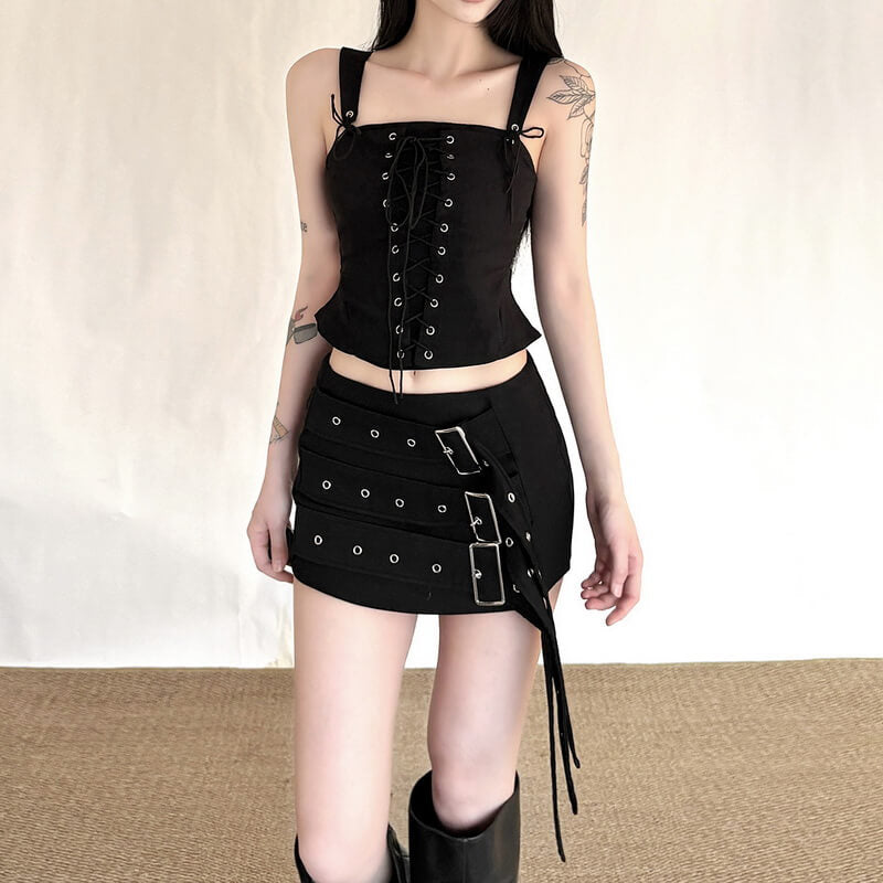 NURO Studded Cutout Cami & Skirt Set