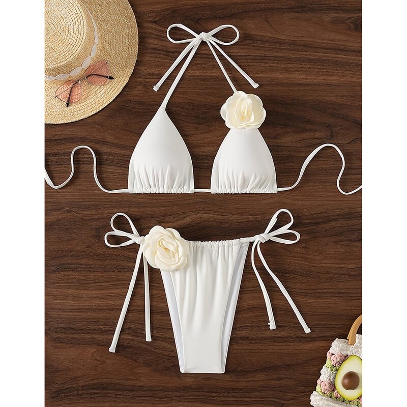 NURO Three-dimensional flower bikini swimsuit