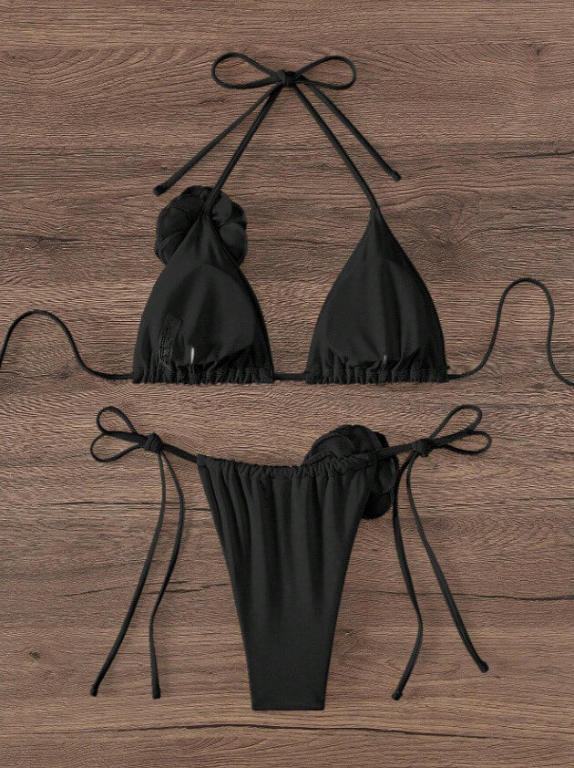 NURO Three-dimensional flower bikini swimsuit