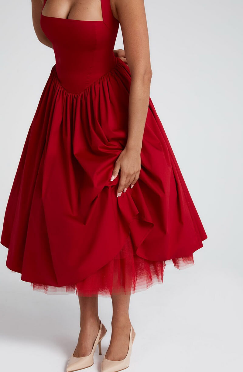 NURO Tiered Ruffle Midi Dress Women's Elegant Off Shoulder Party Gown