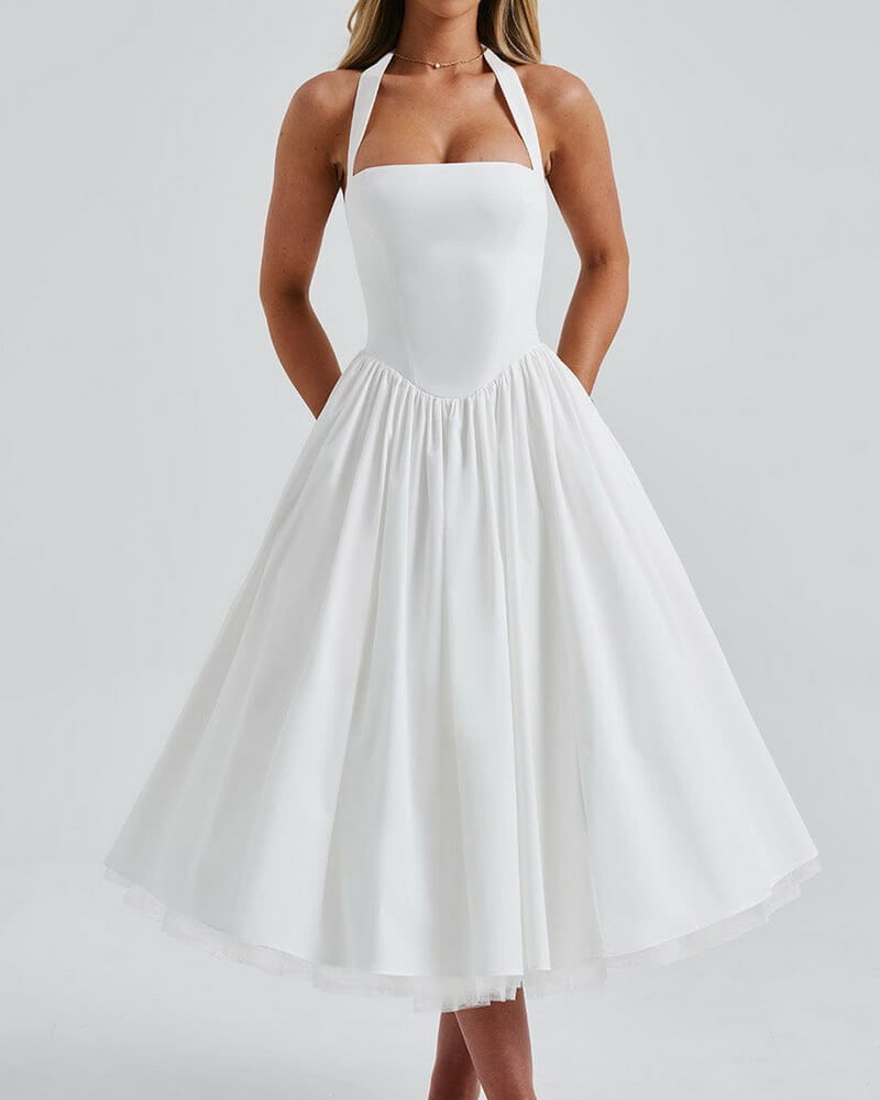 NURO Tiered Ruffle Midi Dress Women's Elegant Off Shoulder Party Gown