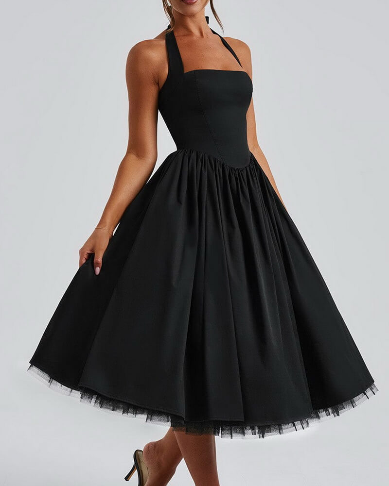 NURO Tiered Ruffle Midi Dress Women's Elegant Off Shoulder Party Gown