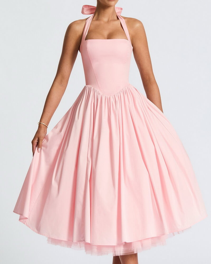 NURO Tiered Ruffle Midi Dress Women's Elegant Off Shoulder Party Gown