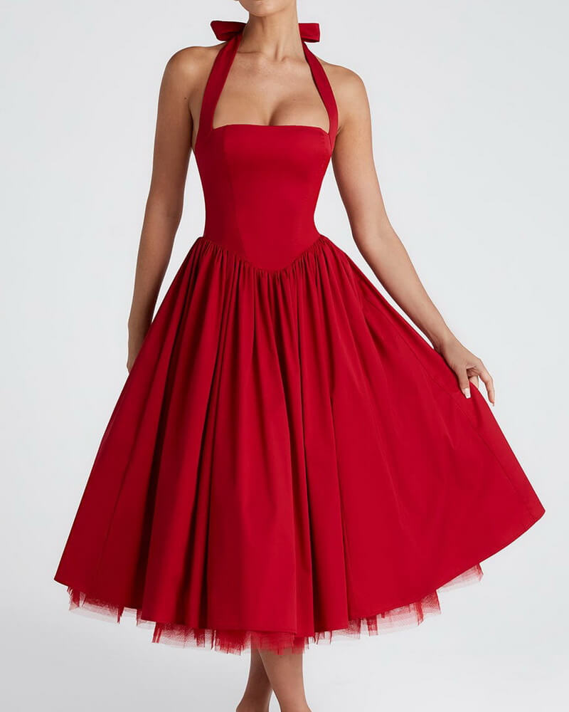 NURO Tiered Ruffle Midi Dress Women's Elegant Off Shoulder Party Gown