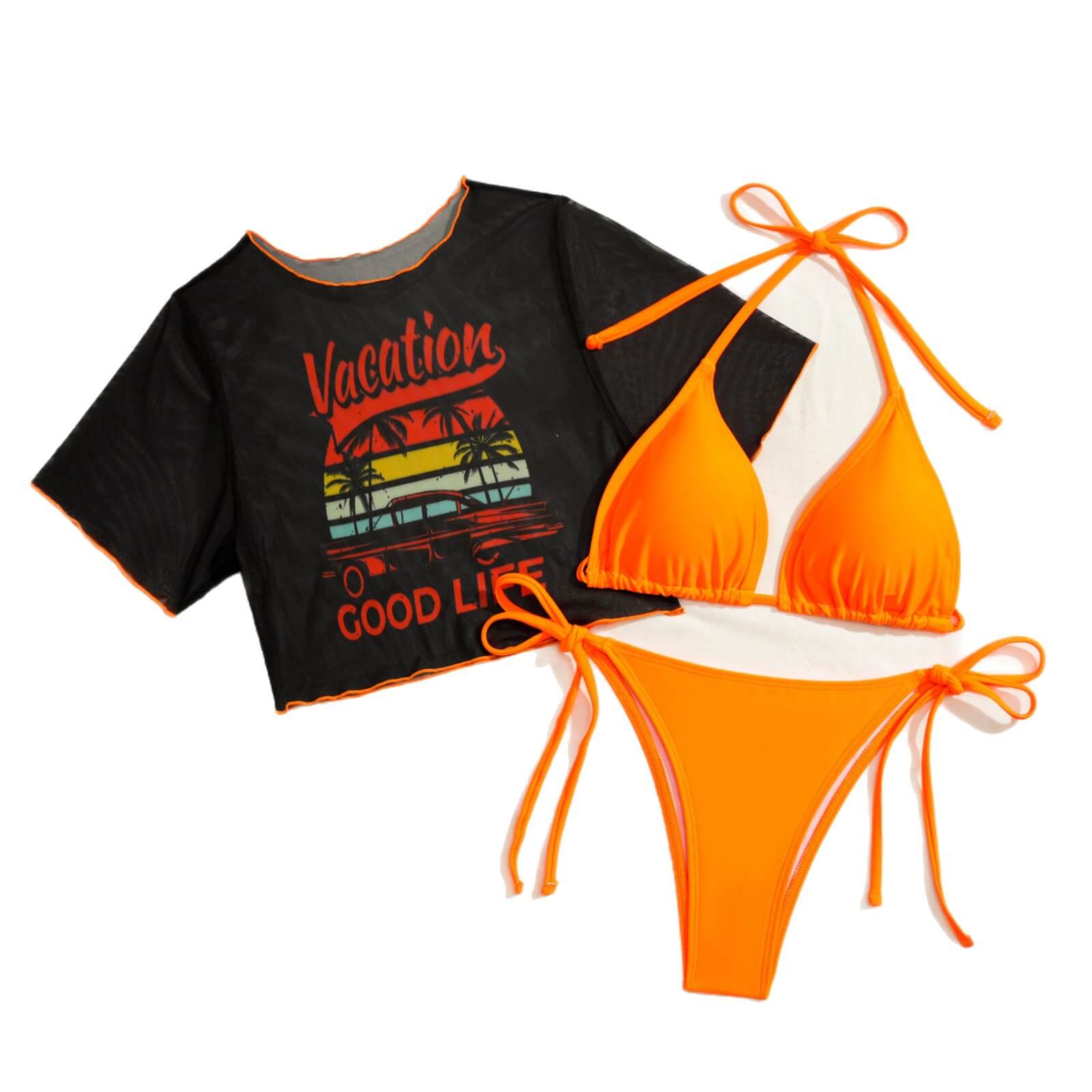 NURO Tropical Print 3-Piece Bikini Set