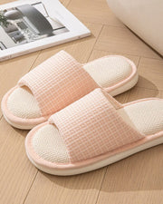 NURO Tweed Pattern Linen Slide Sandals for Women