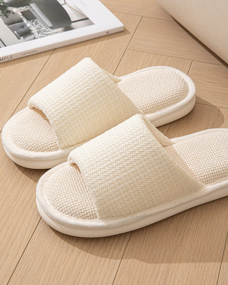 NURO Tweed Pattern Linen Slide Sandals for Women