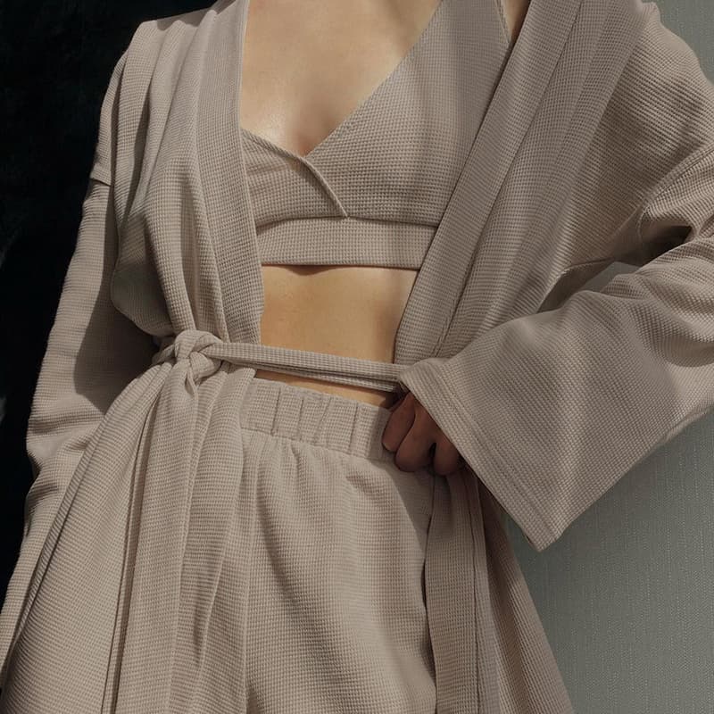 NURO V-Nech Robe Sleepwear Kimono Long Bathrobe