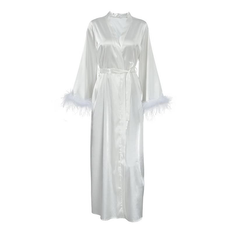 NURO V-Neck Robe Sleepwear Kimono Lightweight Bathrobe
