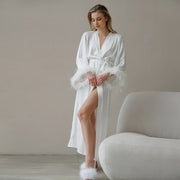 NURO V-Neck Robe Sleepwear Kimono Lightweight Bathrobe