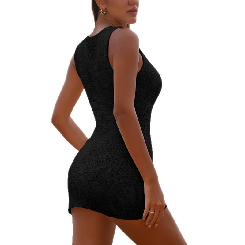 NURO Vest style solid color hollow textured hip-hugging knitted skirt