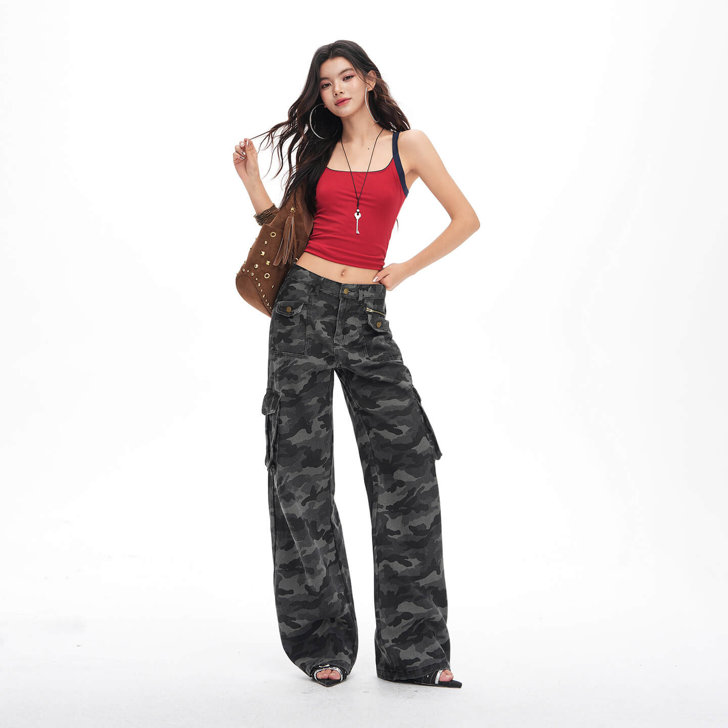 NURO Vintage Camo Multi-Pocket Cargo Jeans