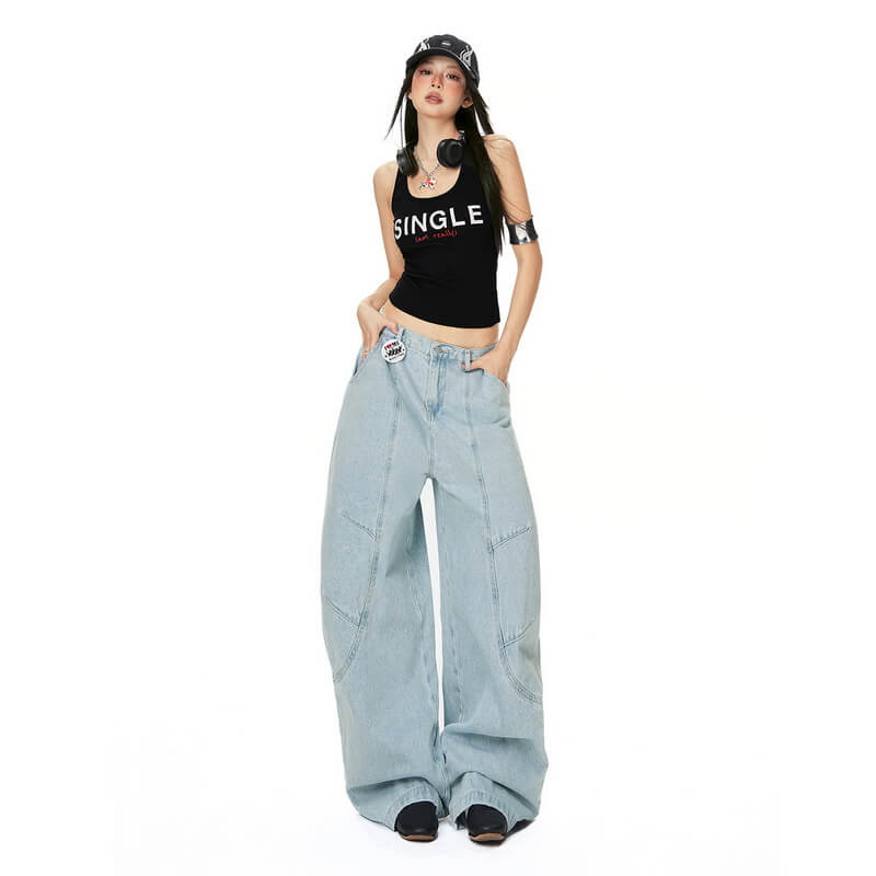 NURO Vintage Curved Deconstructed Denim Jeans