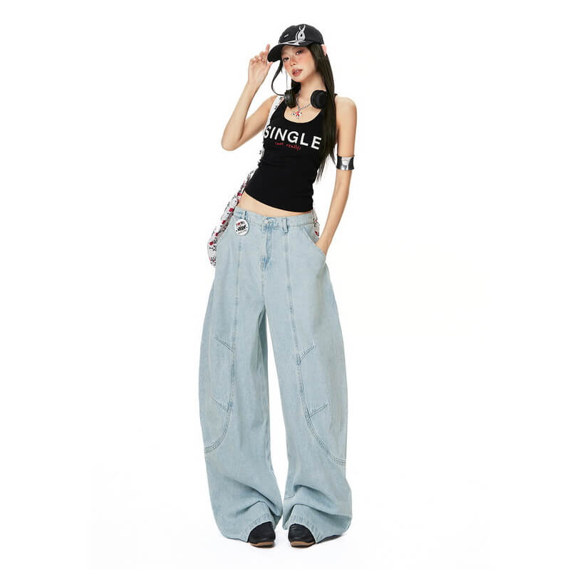 NURO Vintage Curved Deconstructed Denim Jeans