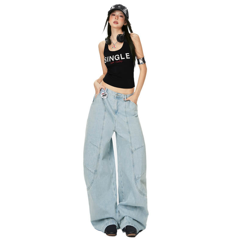 NURO Vintage Curved Deconstructed Denim Jeans