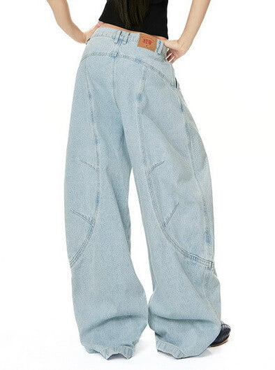 NURO Vintage Curved Deconstructed Denim Jeans