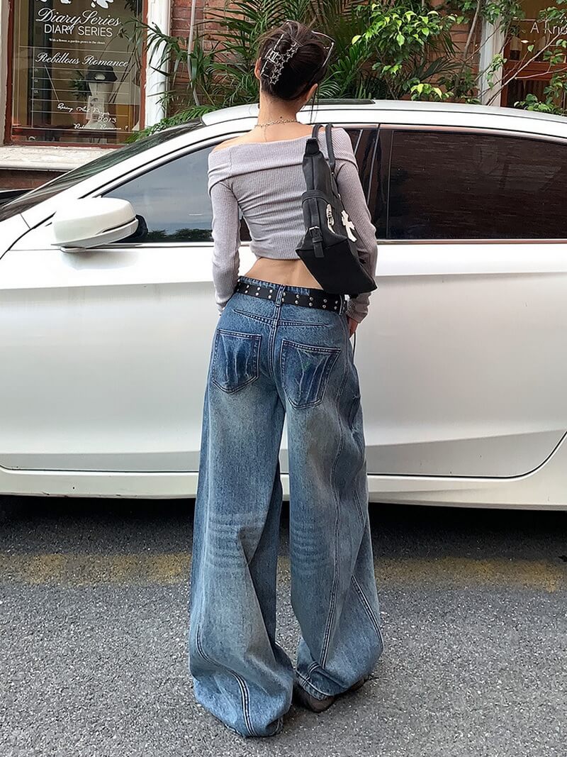 NURO Vintage Curved Wide-Leg Jeans