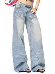 NURO Vintage Distressed Wide-Leg Jeans