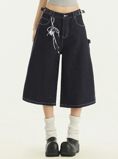 NURO Vintage Embroidered Cropped Straight-Leg Jeans