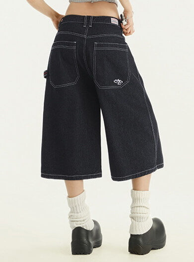 NURO Vintage Embroidered Cropped Straight-Leg Jeans