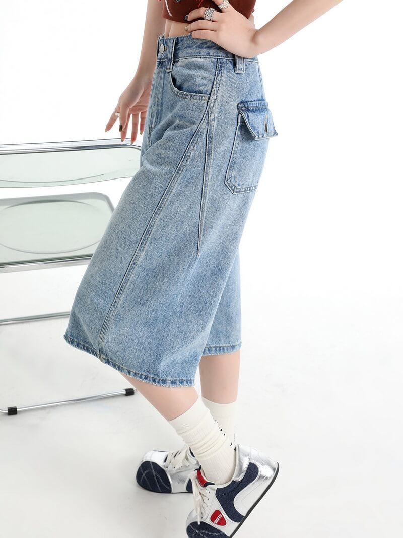 NURO Vintage High-Waist Cropped Wide-Leg Jeans