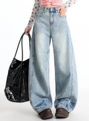 NURO Vintage High-Waist Curved Wide-Leg Jeans