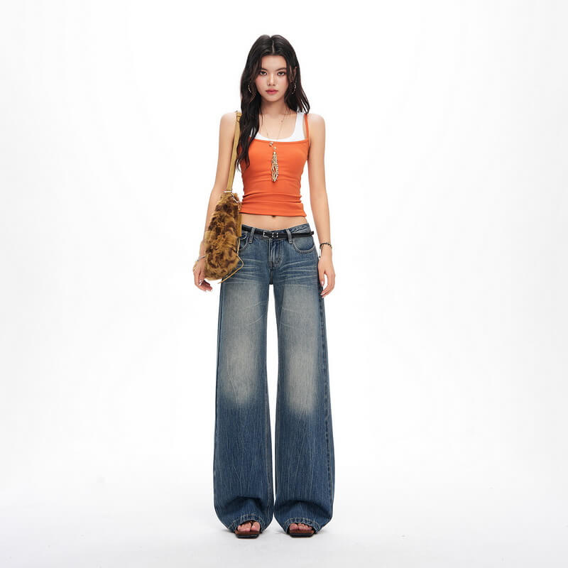 NURO Vintage Low-Rise Flared Jeans