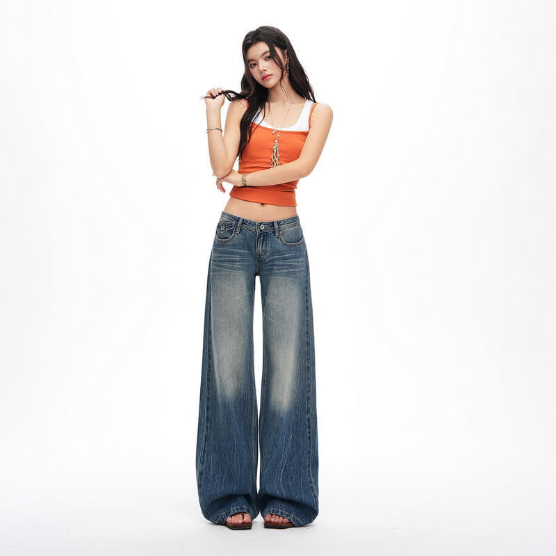 NURO Vintage Low-Rise Flared Jeans