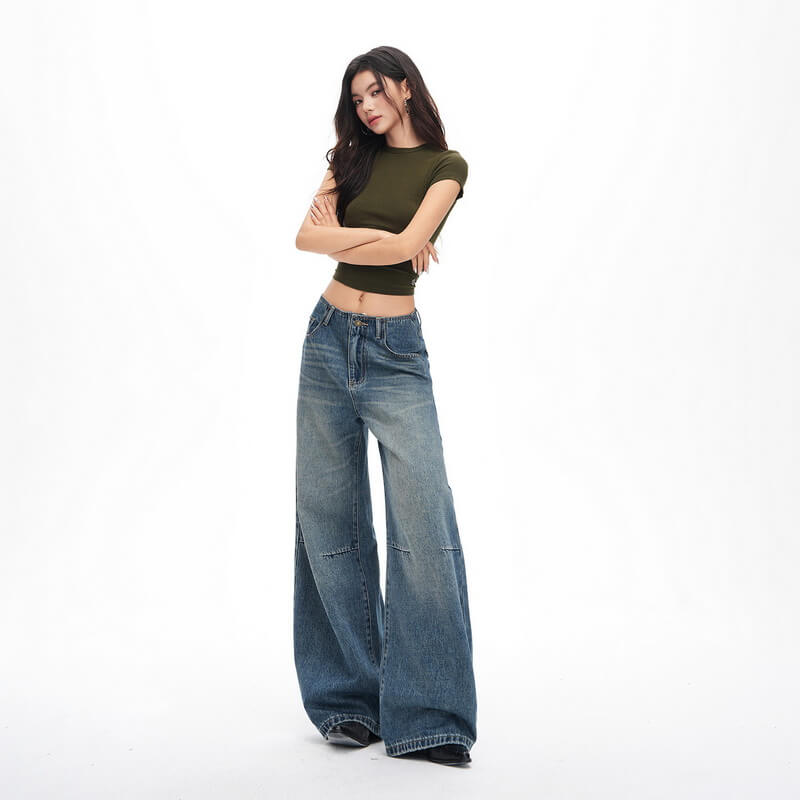 NURO Waistless Low-Rise Wide-Leg Jeans