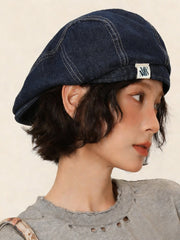 NURO Washed Denim Newsboy Cap