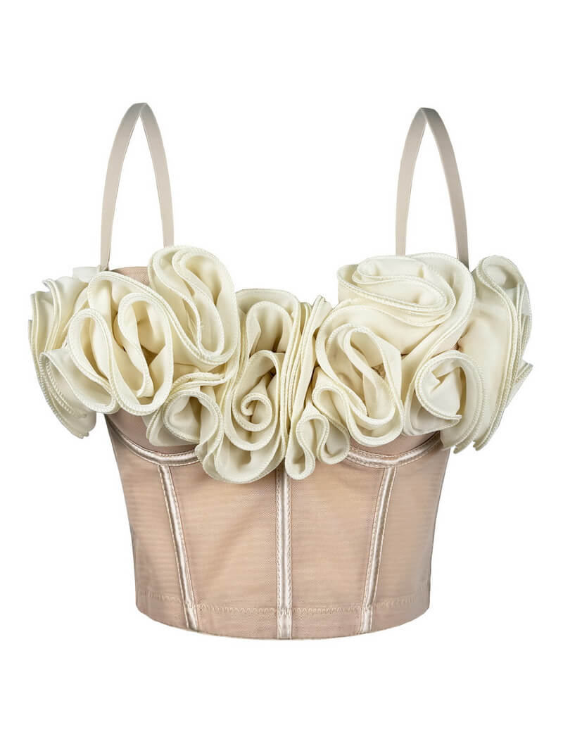 NURO Women's 3D Floral Embroidered Underwire Bustier Top