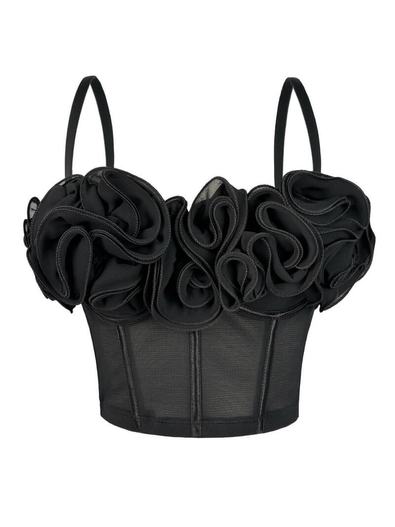 NURO Women's 3D Floral Embroidered Underwire Bustier Top