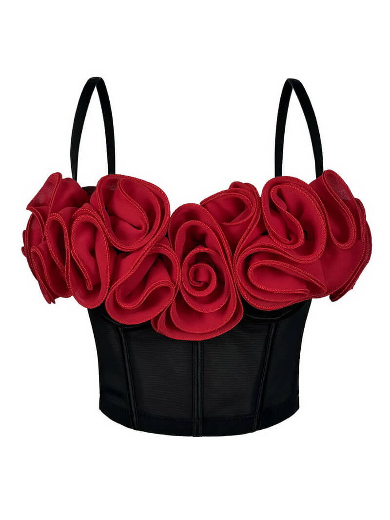 NURO Women's 3D Floral Embroidered Underwire Bustier Top