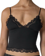 NURO Women's Adjustable Lace Deep V-Neck Camisole, Stretchy Knit Cropped Tank Top