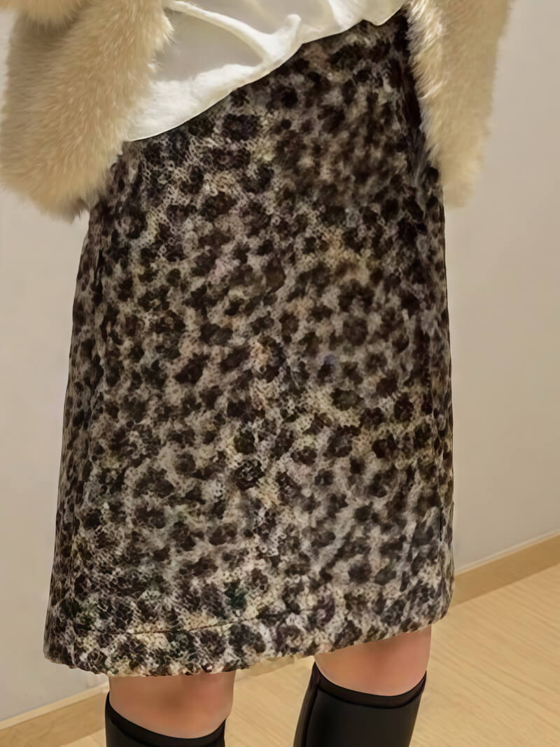 NURO Women's Animal Print Midi Skirt – Elastic Waist A-Line Leopard Skirt