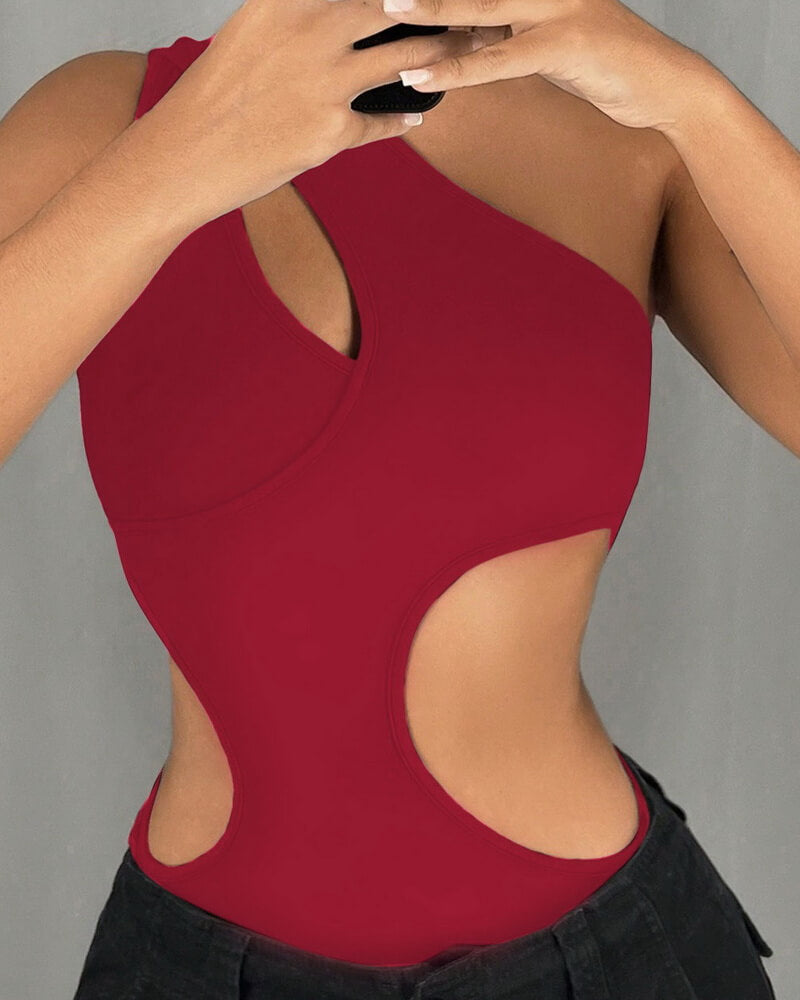 NURO Women's Asymmetric Cutout Sleeveless Jumpsuit