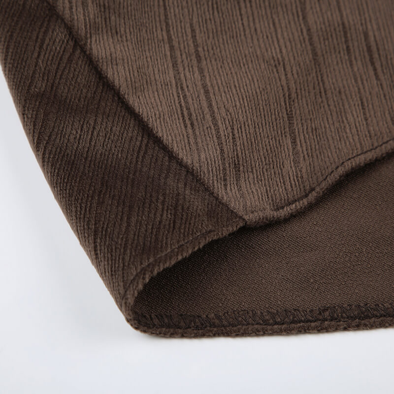 NURO Women's Asymmetrical A-Line Midi Skirt | Retro Brown Tiered Hem Skirt | Fall Winter Stretchy Knit Long Skirt