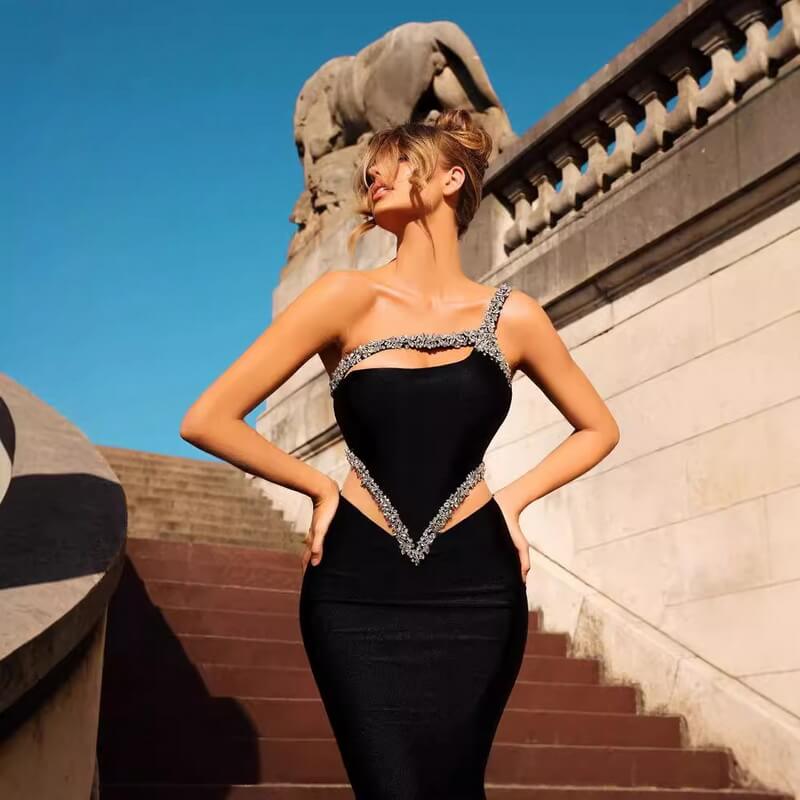 NURO Women's Bandage Mini Dress, Strapless A-Line Cocktail Party Gown