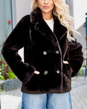 NURO Women's Belted Faux Fur Trench Coat – Classic British Style Blazer Coat with Detachable Collar