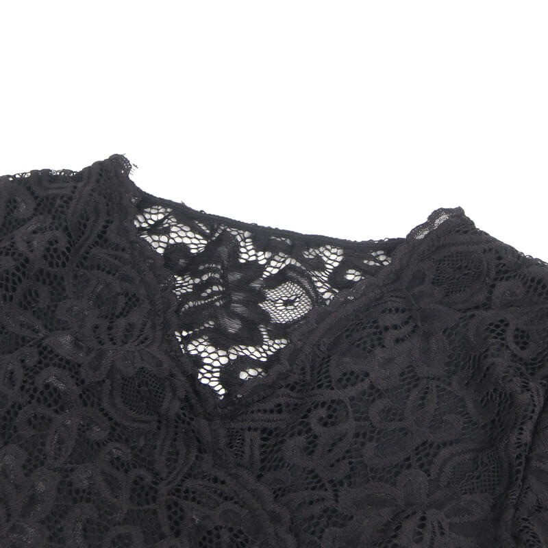 NURO Women's Black Lace Open Crotch Bodysuit