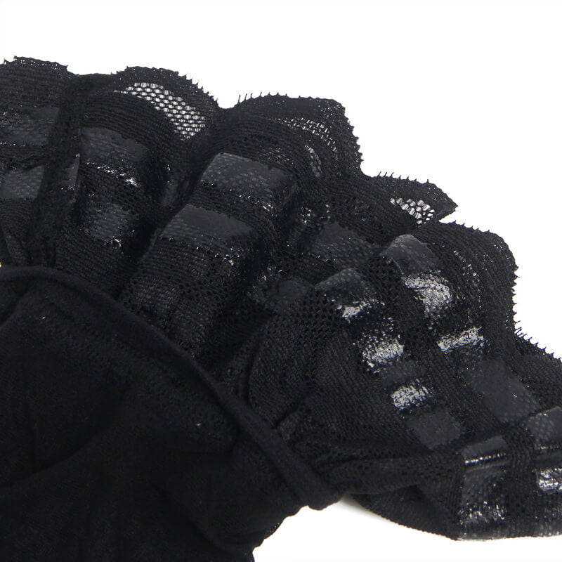 NURO Women's Black Lace Top Fishnet Thigh High Stockings