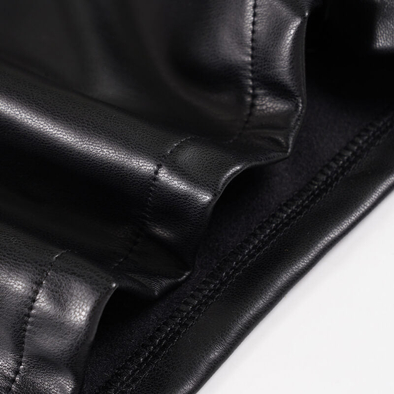 NURO Women's Black Leather Patchwork Shorts | Low Waist Bodycon Zipper Hot Pants | Dark Aesthetic Streetwear Shorts