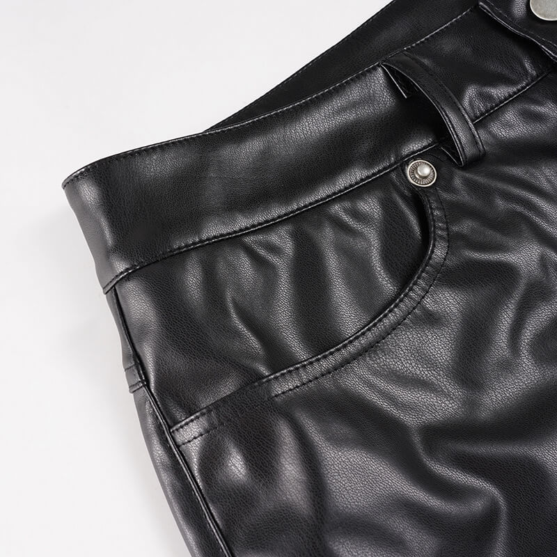 NURO Women's Black Leather Patchwork Shorts | Low Waist Bodycon Zipper Hot Pants | Dark Aesthetic Streetwear Shorts