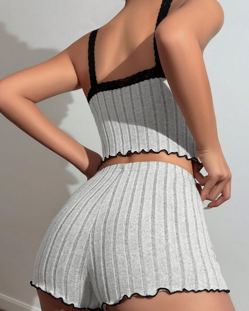 NURO Women's Bow Detail Sleeveless Lounge Set