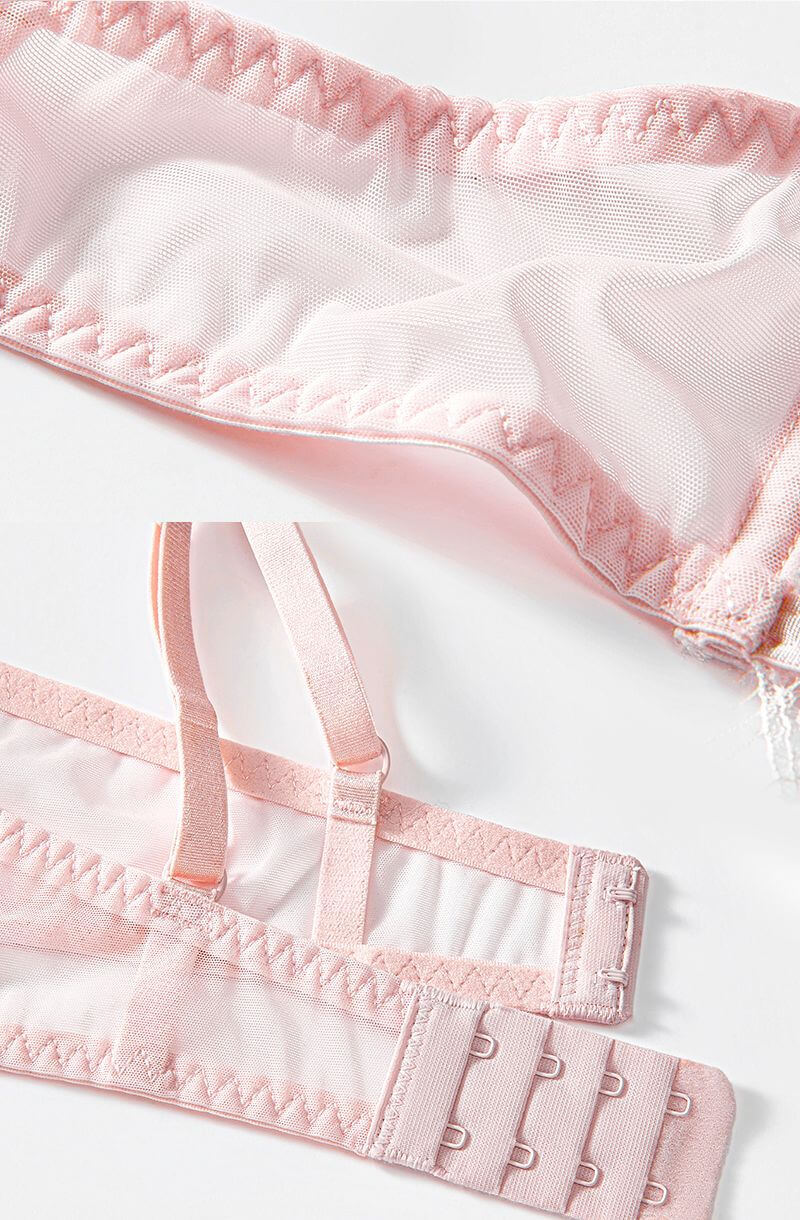 NURO Women's Bow Front Lace Underwire Minimizer Bra Set