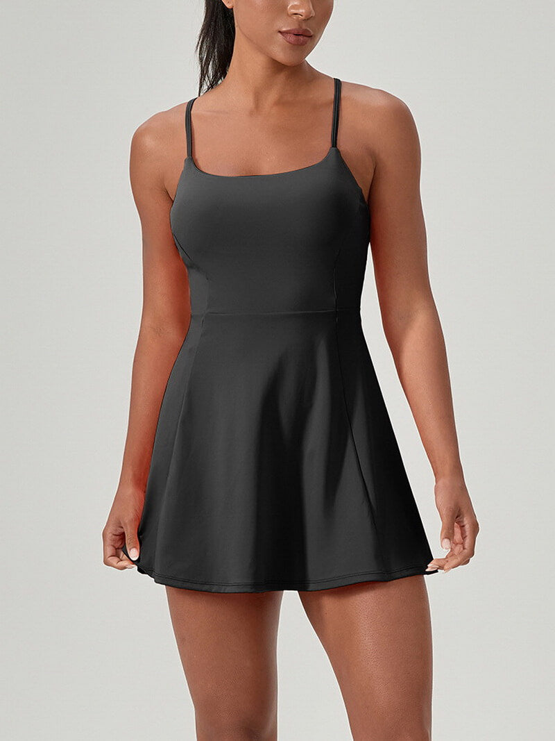 NURO Women's Built-In Bra Tennis Dress Workout Skort