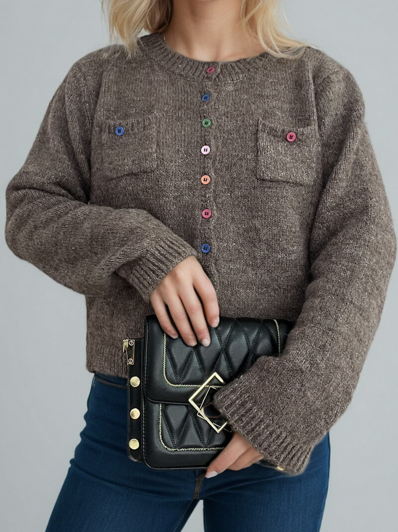 NURO Women's Button Front Cardigan - Long Sleeve Lightweight Knit Sweater, Casual Open Front Cover-Up