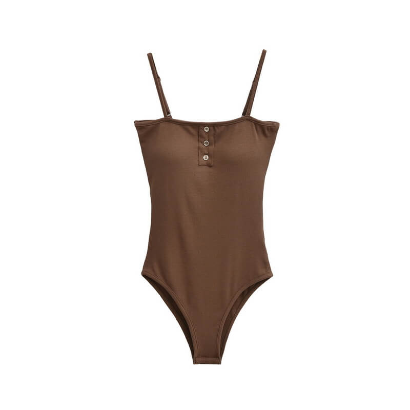 NURO Women's Button Front Jumpsuit, Sleeveless Bodysuit Romper