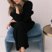 NURO Women's Cardigan Sweater, Long Sleeve V-Neck Knit Open Front Jacket, Soft Faux Fur Cozy Lounge Cardigan