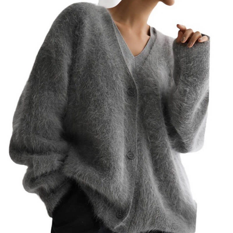 NURO Women's Cardigan Sweater, Long Sleeve V-Neck Knit Open Front Jacket, Soft Faux Fur Cozy Lounge Cardigan